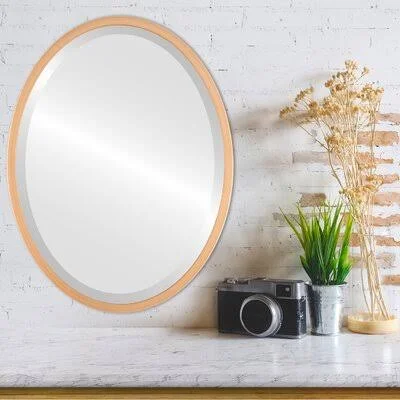 Javion Framed Oval Mirror - Rubbed Black Ivy Bronx Finish: Gold Paint, Size: 23.12x22 H x 29.12x22 W