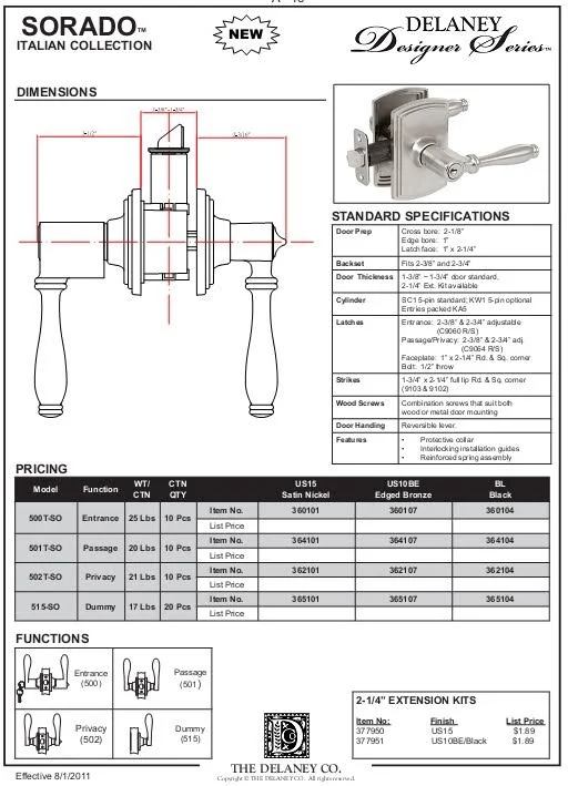 Sorado Design Black Entry Door Lever