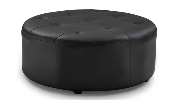 Zuri Furniture Lock Round Modern Tufted Ottoman - Black