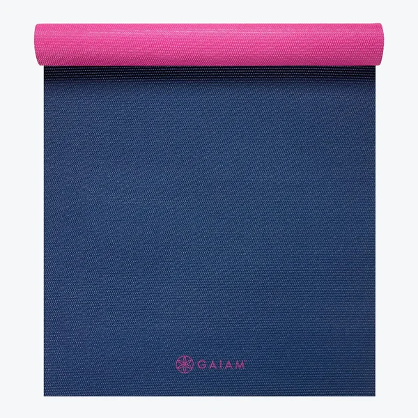Gaiam 2-Color Yoga Mat, Navy/Pink, 3mm