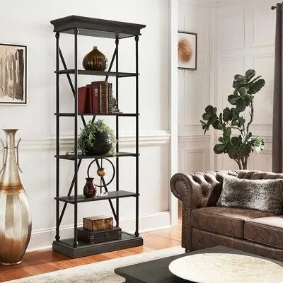 Kyler 84.25x22 H x 33x22 W Metal Etagere Bookcase Greyleigh Color: Black