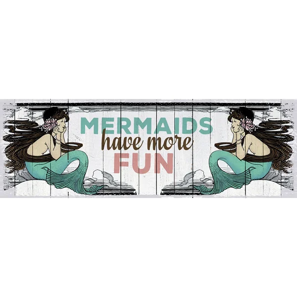 Marmont Hill - Mermaid Fun Painting Print on Wrapped Canvas - Gray