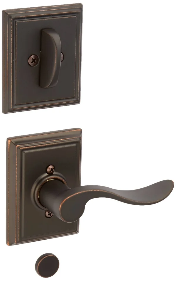 Schlage F94 Accent with Addison Rose Right Hand Dummy Interior Trim Aged Bronze Finish