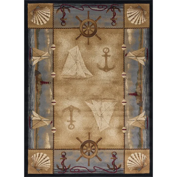 Alise Rugs Natural Lodge Novelty Lodge Area Rug - 3&11 x 5&3, Beige