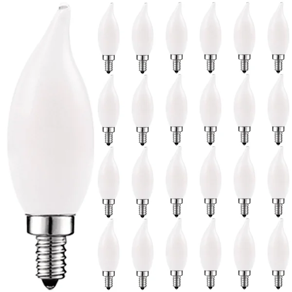 Luxrite LED Chandelier Light Bulb - E12 LED Bulb Dimmable, 40 Watt Equivalent, 2700K Warm White, Frosted Bulb, Flame Tip, 360lm