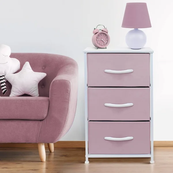 Sorbus 3-Drawers Chest Dresser - Pink