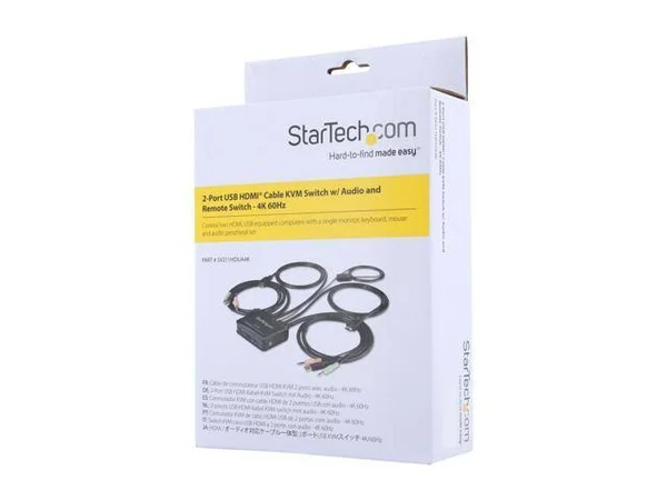 StarTech.com HDMI 4K 60Hz Compact UHD HDMI USB with 4ft Cables & Audio Bus Powered & Remote Switching KVM Switch - 2 KVM