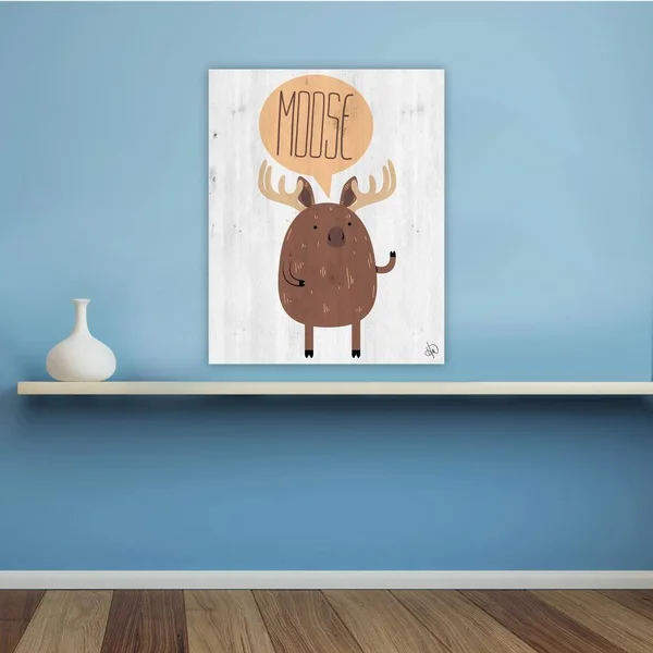 Creative Gallery Moose on Wood Wall Art Print, Grey