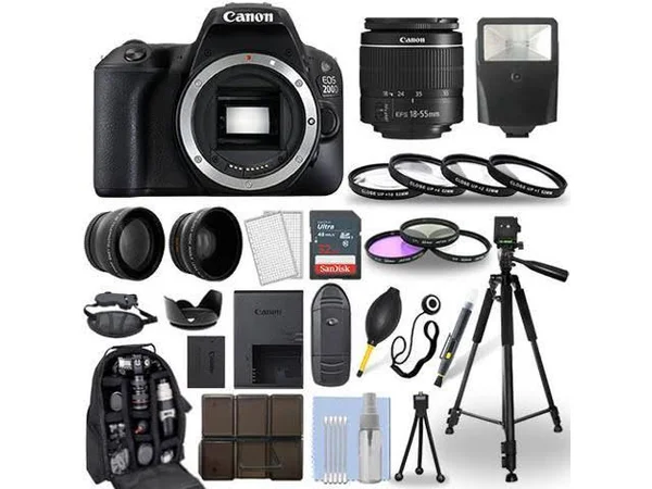 Canon Eos 200D, Rebel SL2 DSLR Camera + 18-55mm Lens+ 30 Piece Access