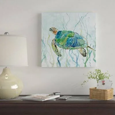 &Sea Turtle Swim II& Print on Canvas East Urban Home Size: 12x22 H x 12x22 W x 1.5x22 D