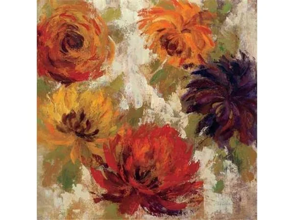 Tangletown Fine Art 'Fiery Dahlias II' by Silvia Vassileva Painting Print on Wrapped Canvas