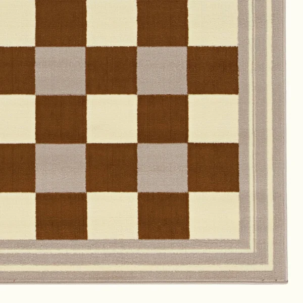Linon Capri 4&3x22 x 7&3x22 Buffalo Check Rug in Beige