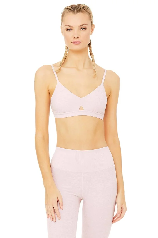 Alo Yoga, Alosoft Lounge Bra in Soft Pink Heather, Size: Small