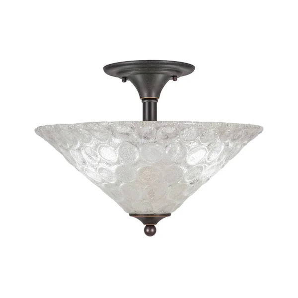 Toltec Lighting-121-DG-411-Two Light Semi-Flush Mount Dark Granite Finish with Italian Bubble Glass