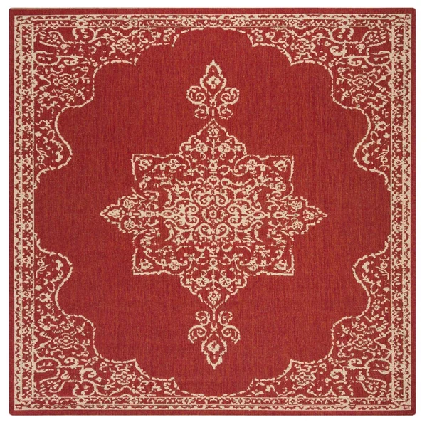Safavieh Linden LND180Q 6&7x22 x 6&7x22 Square Red - Creme Area Rug