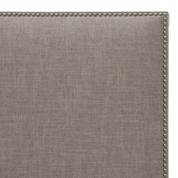 Full Bella Nail Button Border Headboard Feather Gray Linen with Pewter Nailbuttons - Skyline Furniture