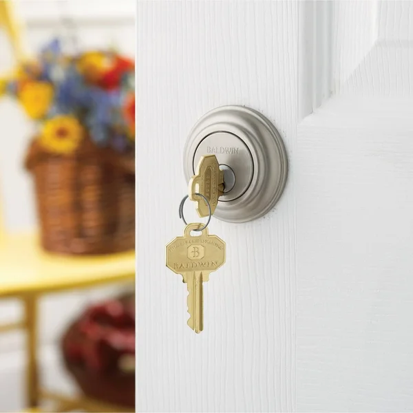 Baldwin 8232056 Lifetime Satin Nickel Traditional Style Double Cylinder Deadbolt