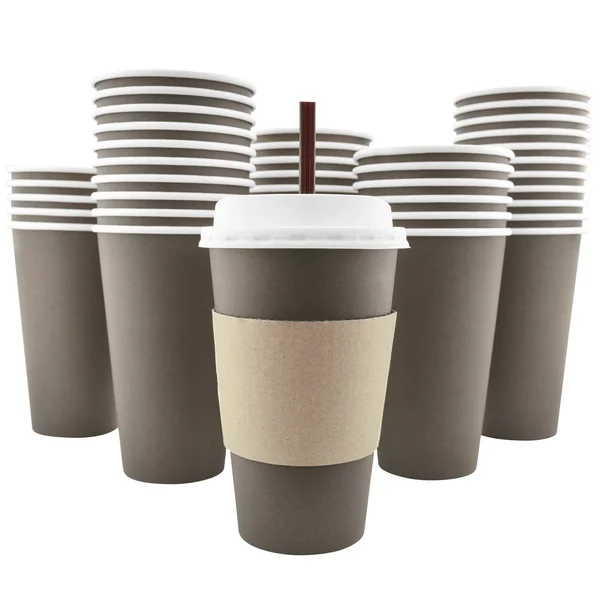 100 Pack - 16 oz [8, 12, 20] Disposable Hot Paper Coffee Cups, Lids, Sleeves, Stirring Straws