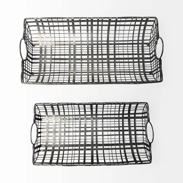 Mercana Kenneth Set of 2 Baskets Gray, Metal