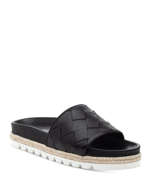J/Slides Rollie Sandal Black Leather - Black 9 Medium