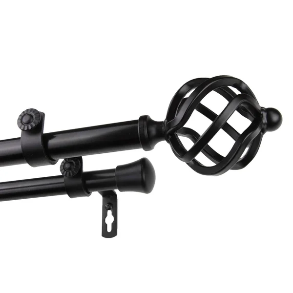 Hermosa Home Ballard 13/16 inch Double Curtain Rod 28-48x22 Black 28-48x22