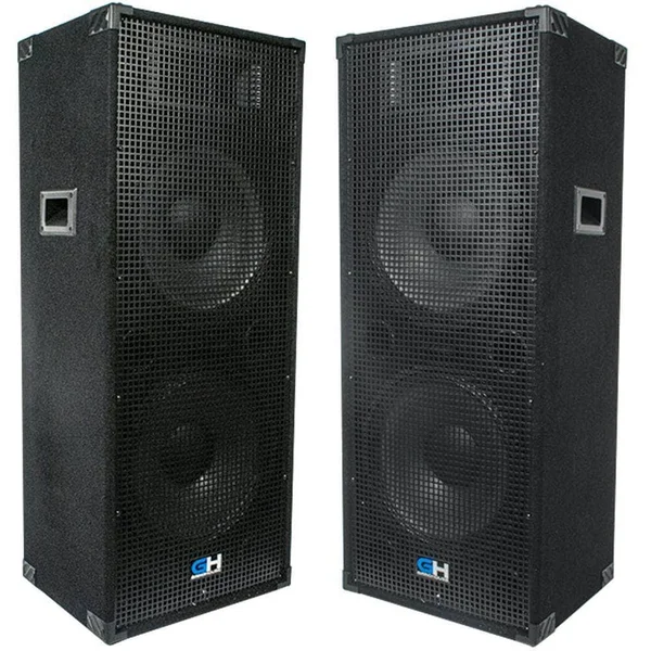 Grindhouse Speakers - GH215L-Pair - Pair of Passive Dual 15 inch 2-Way Pa/dj Loudspeaker Cabinet - 1450 Watt Each Full Range Pa