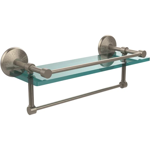 Allied Brass MC-1TB/16-GAL-BKM 16 inch Gallery Glass Shelf with Towel Bar - Matte Black