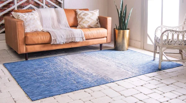 Unique Loom Ombre Outdoor Rug - Blue, 9x12 ft