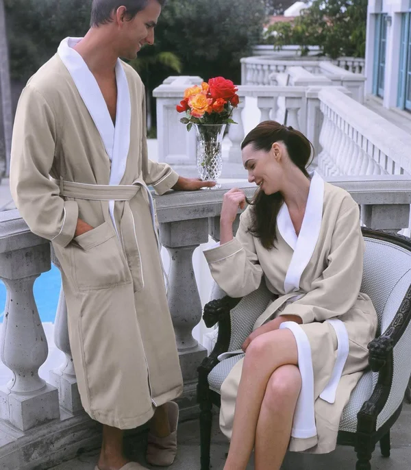 Plush Necessities Spa Robe - Luxury Microfiber Terry - Men's Best Hotel Bathrobe - Beige, 3XL
