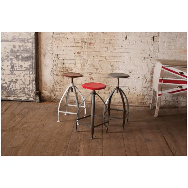 Metal Stool with Adjustable Top - Raw Seat with Raw Base