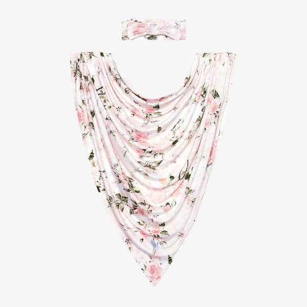 Posh Peanut Vintage Pink Rose Swaddle & Headband Set