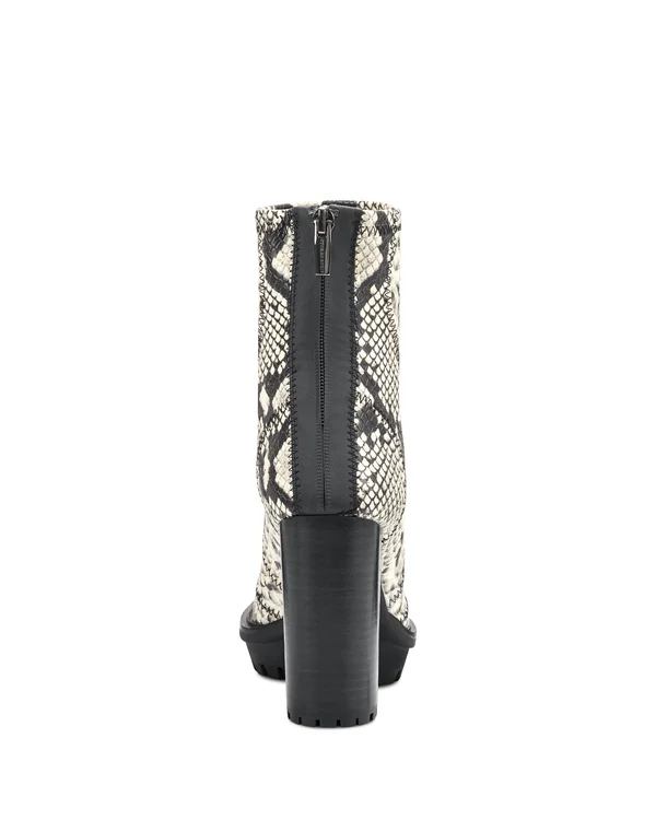 Vince Camuto Women's Erettie Lug Sole Platform Booties - Black/White Snake