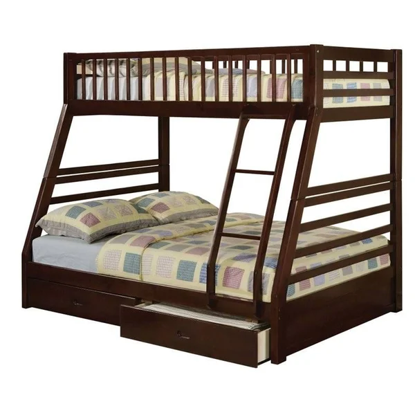 Rosebery Kids Twin Over Full Storage Bunk Bed in Espresso