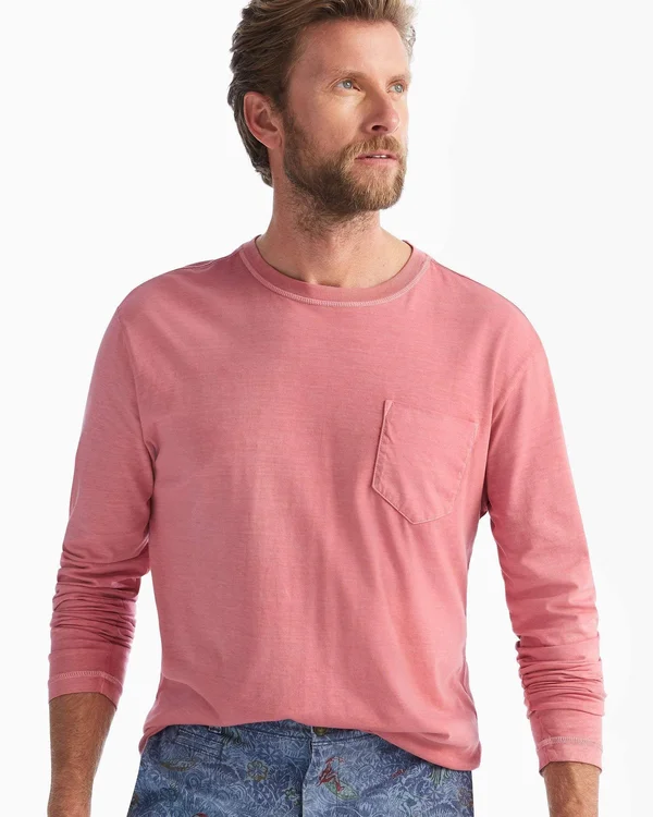 Johnnie-O Mulder Long Sleeve T-Shirt in Malibu Red - Size: Large
