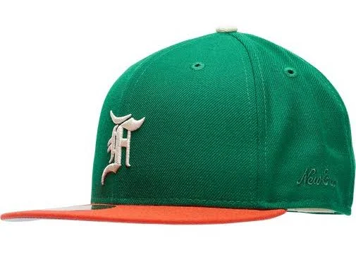 New Era Mens Fear of God Fitted Cap - Green/Orange Size 7 1/4