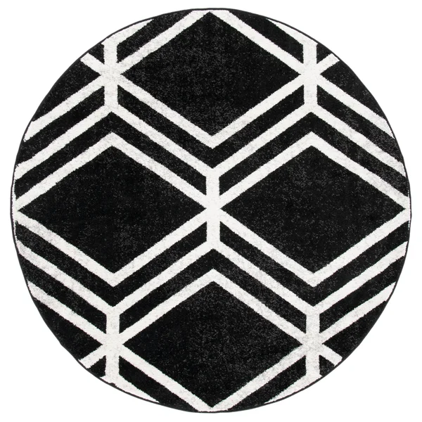 Safavieh Adirondack Rug Collection ADR253H - Black - Ivory - 6& x 6& Square