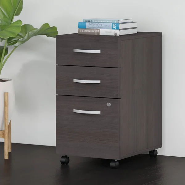 Bush Business Furniture 3 Drawer Mobile File Cabinet, Storm Gray