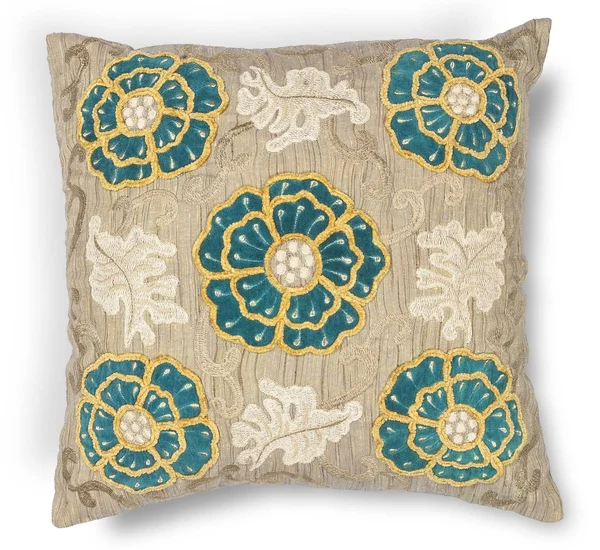 18x22 x 18x22 Polyester Taupe Teal Pillow