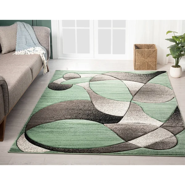 Rhodes Collection Abstract Designed Area Rug - 2'8'' x 8'1'' - Mint Green