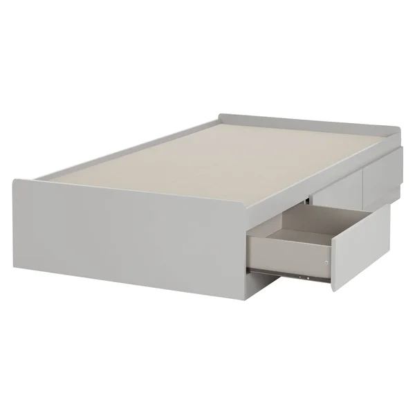 South Shore Reevo Twin Mates Bed with 3 Drawers, Soft Gray