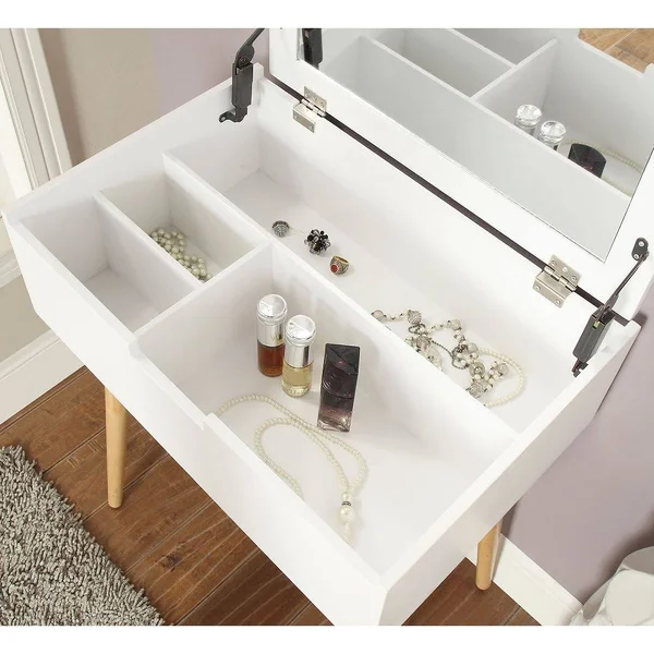 Furniture of America Contemporary Vanity Table in White CM-DK911