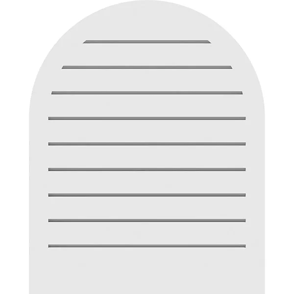 Ekena Millwork GVPRT18X1402SF 18x22W x 14x22H Round Top Surface Mount PVC Gable Vent: Functional, w/ 2x22W x 1-1/2x22P Brickmoul