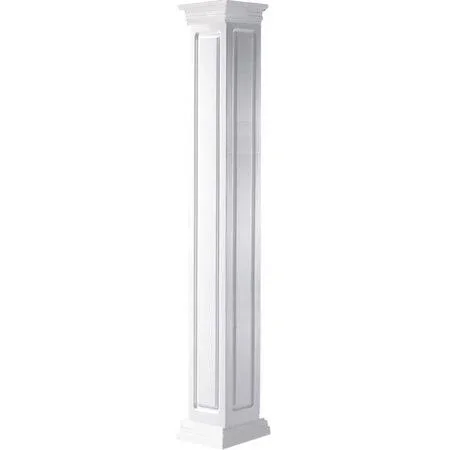 08 inchw x 10&H Craftsman Classic Square Non-Tapered, Raised Panel Column, Prairie Capital & Prairie Base, Size: 8 inchw x 1