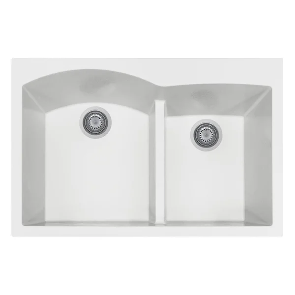 LaToscana Plados 33x22 x 22x22 Double Basin Granite Drop-In Sink (Milk White)