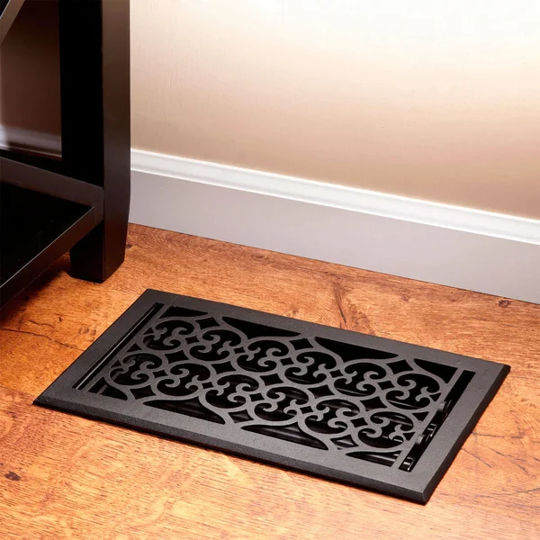 Old Victorian Cast Iron Floor Register - 8x22 x 12x22 (9-3/8x22 x 13-3/8x22 Overall) in Black Powder Coat - Signature Hardware 3