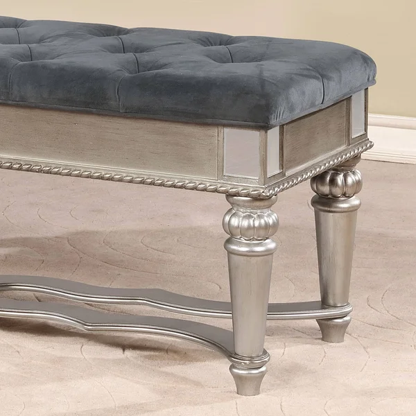 Furniture of America Zeln Traditional Fabric Tufted Accent Bench Black