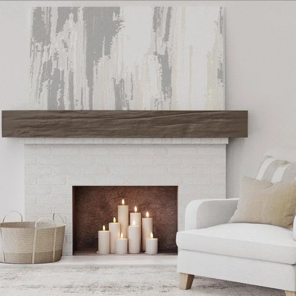 Ekena Millwork MANURW06X06X84BM 6x22H x 6x22D x 84x22W Riverwood Faux Wood Fireplace Mantel - Burnished Mahogany