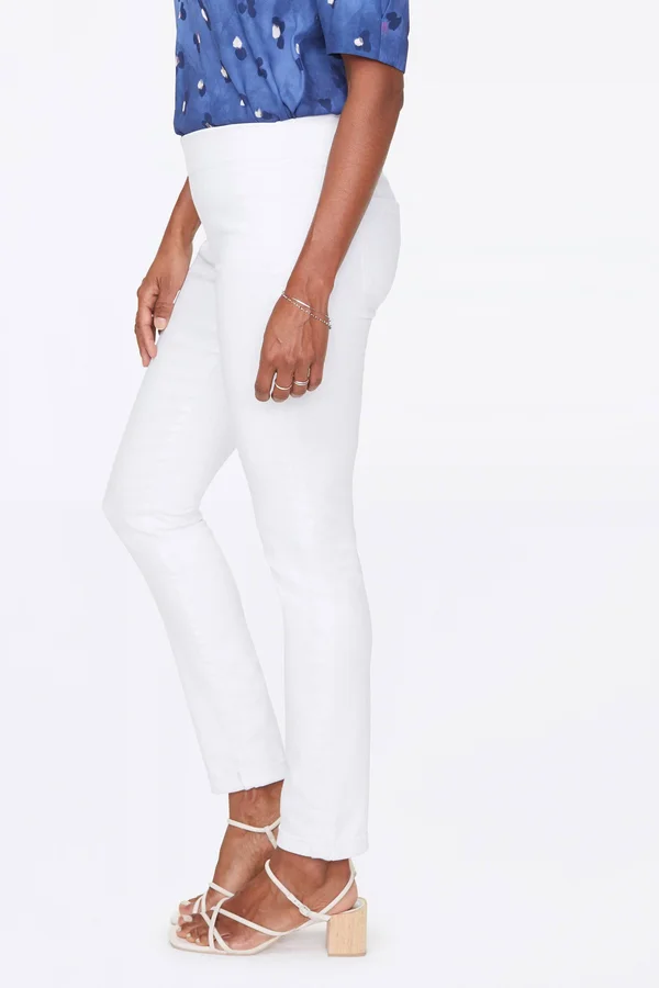 Nydj Slip-On Optic White Skinny Ankle Cut Jean