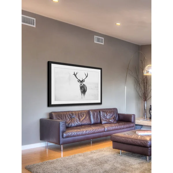 Elk Stare Framed Painting Print, Size: 16 inch x 24 inch, Black