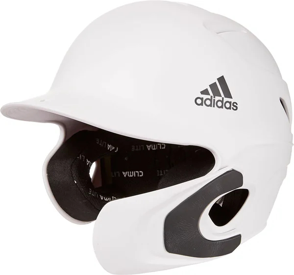 Adidas Junior Captain Baseball Batting Helmet w/ Jaw Guard - Left-Handed Batter - White - Each